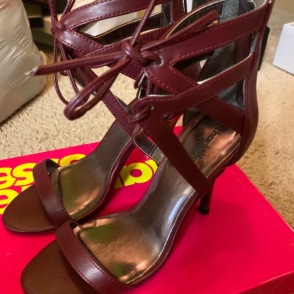 Maroon high heels